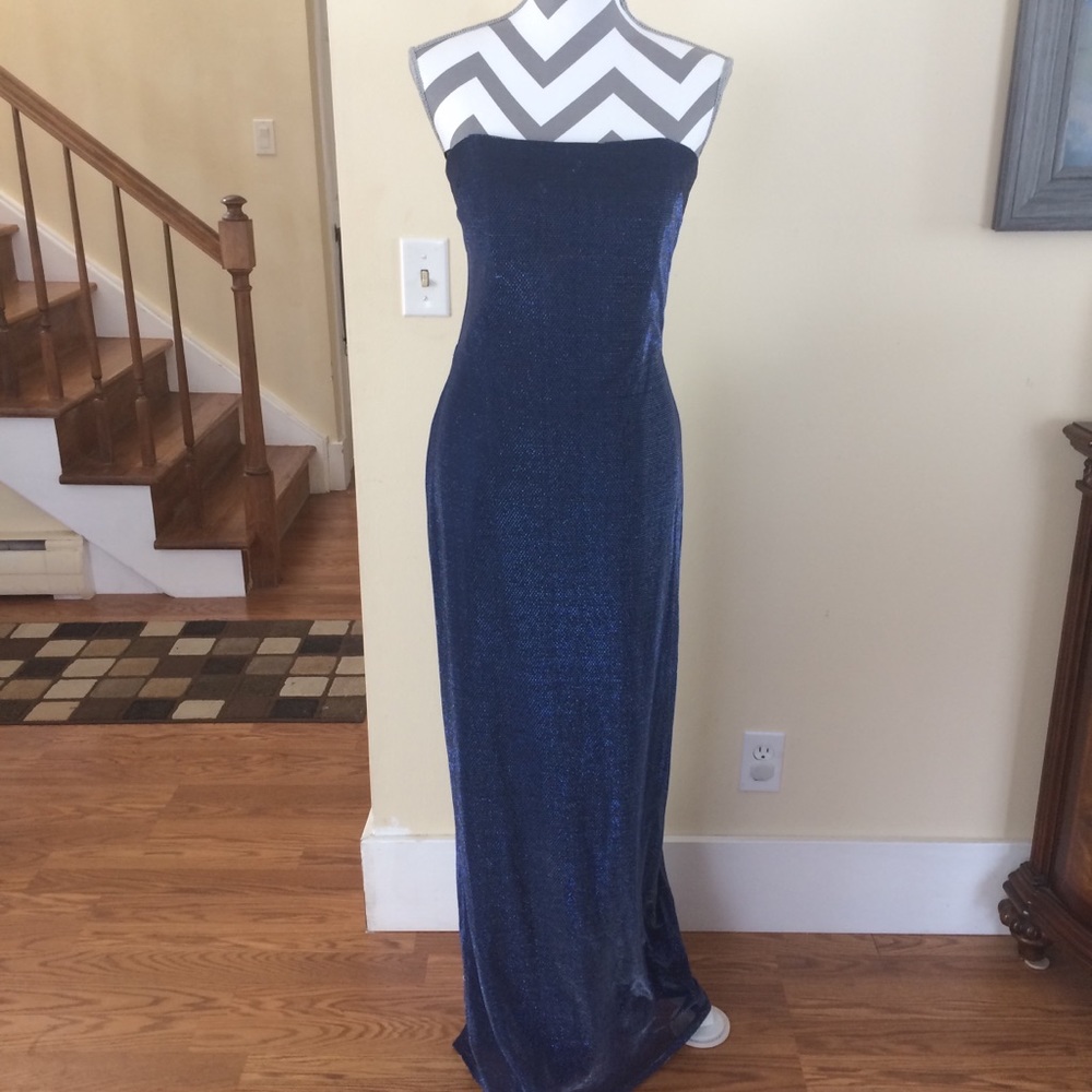 Jessica McClintock vintage blue strapless gown